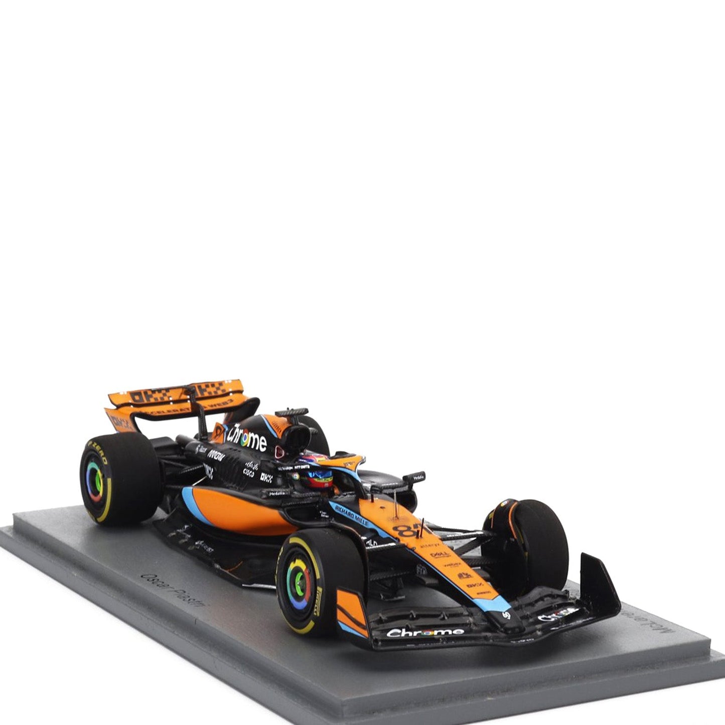 #81 Piastri MCL60 Qatar GP 2023 Winner with Pit Board 1:43 Spark Car Model