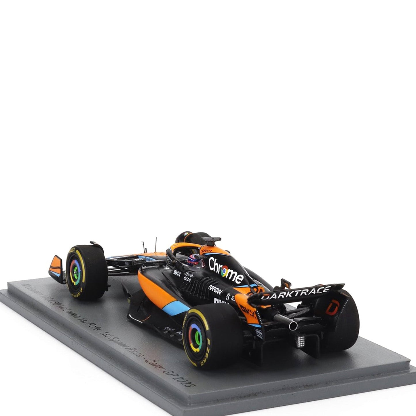 #81 Piastri MCL60 Qatar GP 2023 Winner with Pit Board 1:43 Spark Car Model